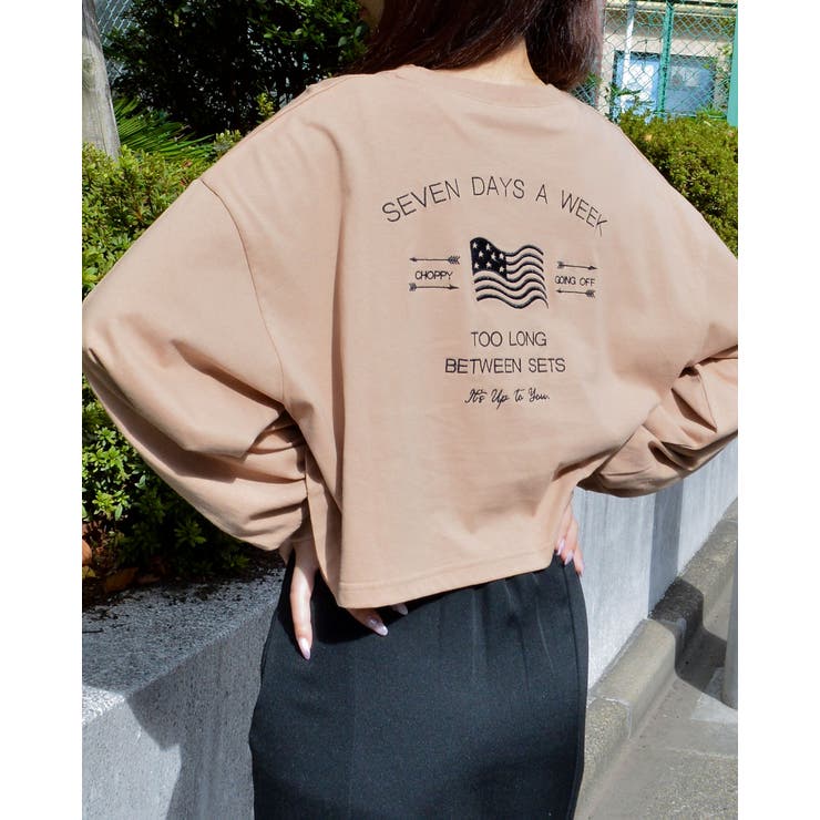 モカ | アメリカンフラッグクロップド丈ロンT | ＆soiree