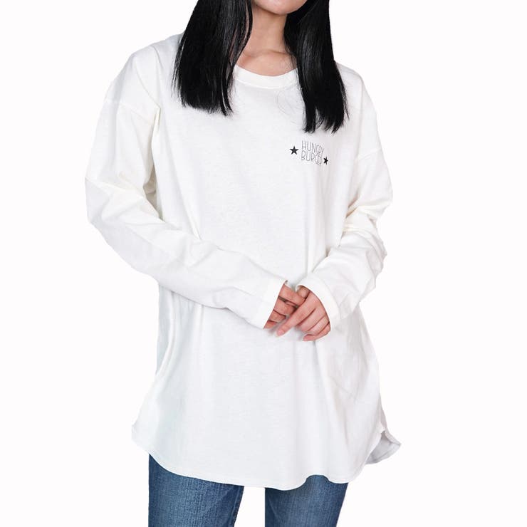 オフホワイト | ハンバーガー刺繍裾ラウンドロンT | ＆soiree