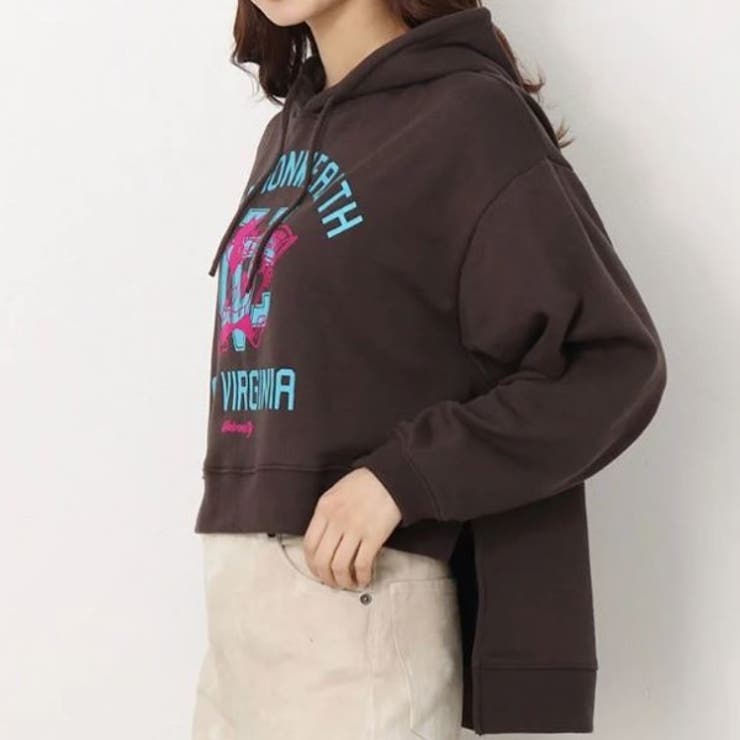 チャコールグレー | カレッジクロップドパーカー レディース クロップド丈 | ＆soiree