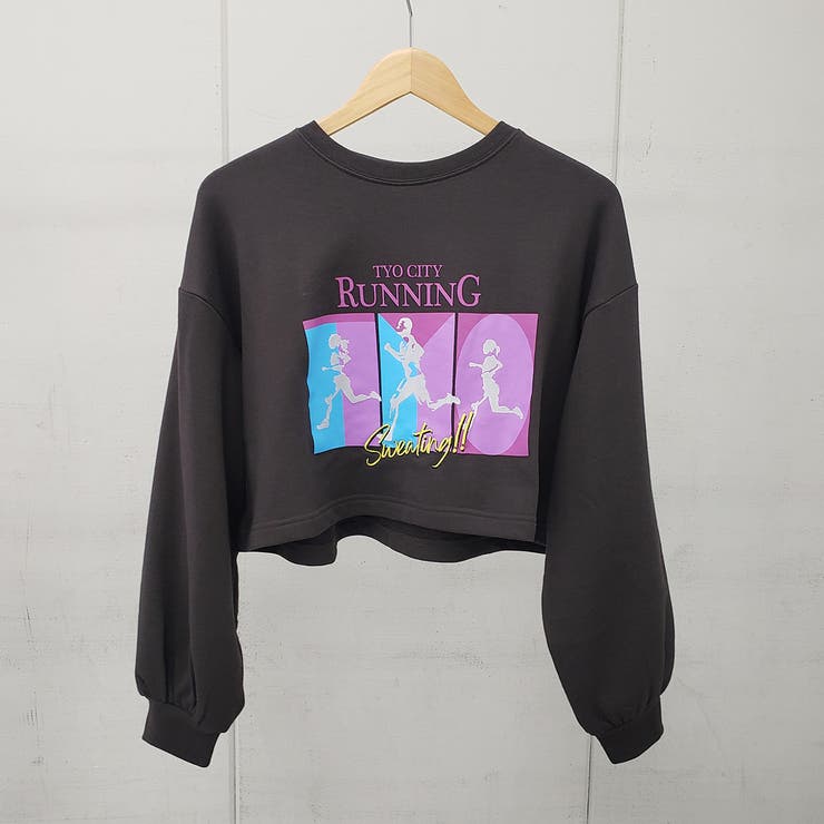 チャコールグレー | フロッキープリントクロップドプルオーバー レディース 韓国 | ＆soiree