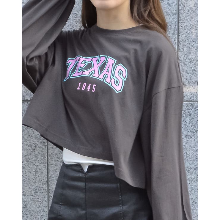 チャコール | カレッジロゴクロップドロンT  | ＆soiree