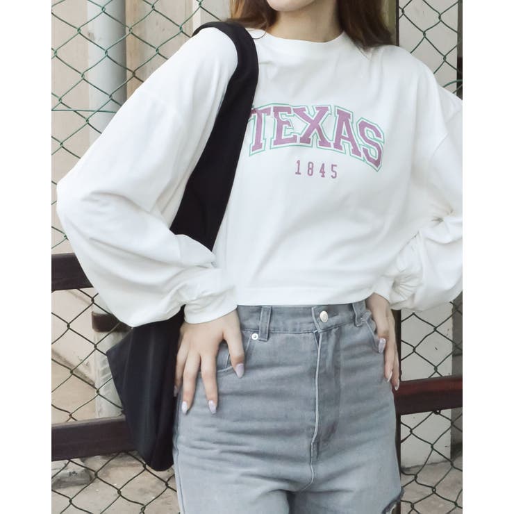 オフホワイト | カレッジロゴクロップドロンT  | ＆soiree