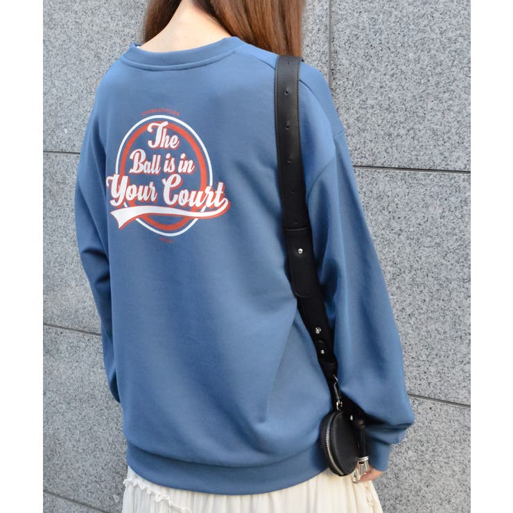 ブルー | バックサークルレトロプリントトレーナー | ＆soiree