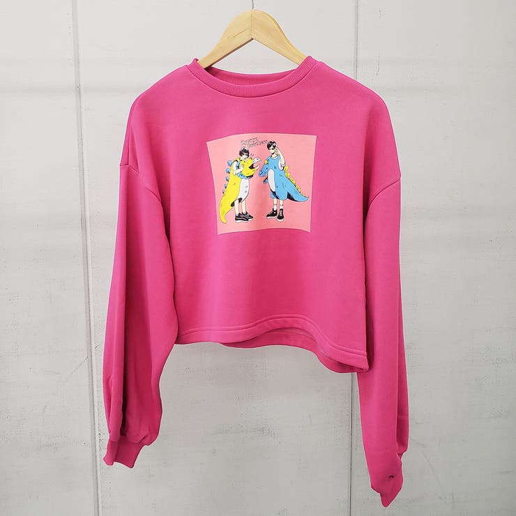 怪獣カップルプリントクロップド裏起毛トップス 韓国ファッション パーカー | ＆soiree | 詳細画像9 