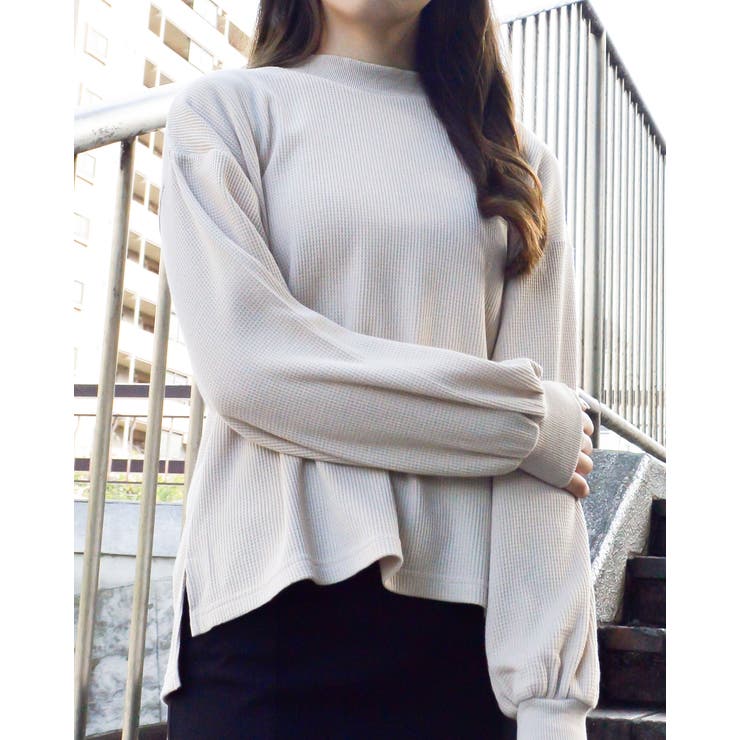 ベージュ | サーマルシンプル長袖カットソー | ＆soiree