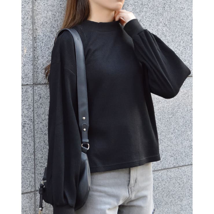 ブラック | サーマルシンプル長袖カットソー | ＆soiree