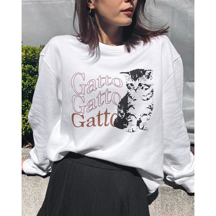 Gatto 猫プリント裏毛トレーナー[品番：RADM0005637]｜＆soiree