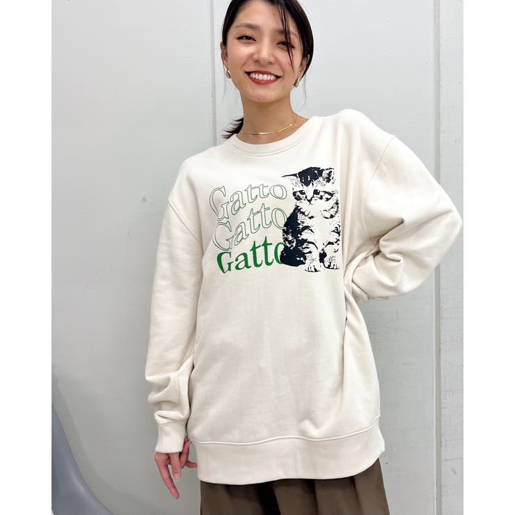 Gatto 猫プリント裏毛トレーナー | ＆soiree | 詳細画像13 