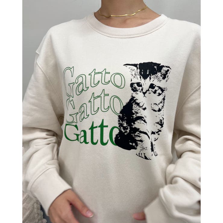 Gatto 猫プリント裏毛トレーナー | ＆soiree | 詳細画像14 
