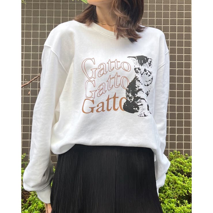 Gatto 猫プリント裏毛トレーナー | ＆soiree | 詳細画像4 