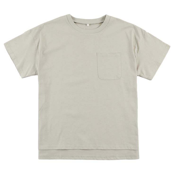 グレージュ | ポケット付き Uネック Tシャツ(無地) | ＆soiree