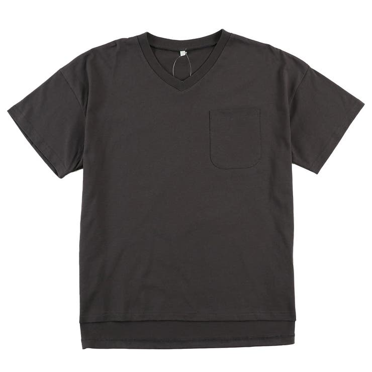 チャコール | ポケット付き Vネック Tシャツ | ＆soiree