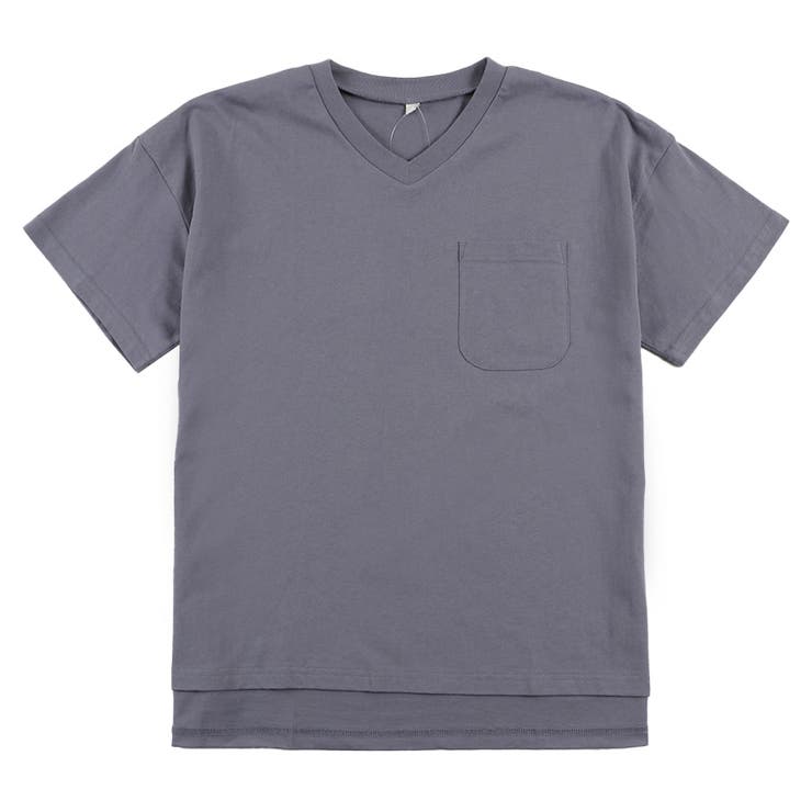 ブルーグレー | ポケット付き Vネック Tシャツ | ＆soiree