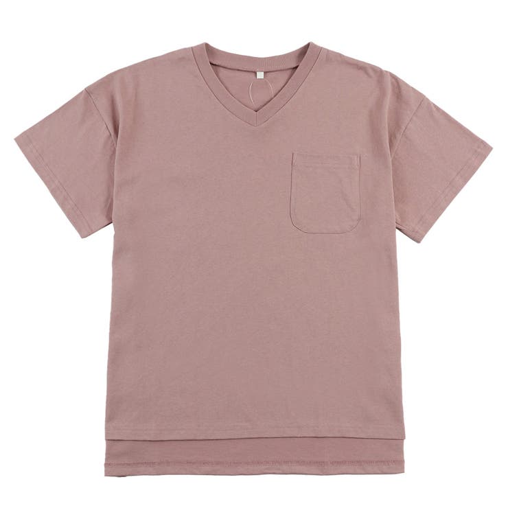 ピンク | ポケット付き Vネック Tシャツ | ＆soiree