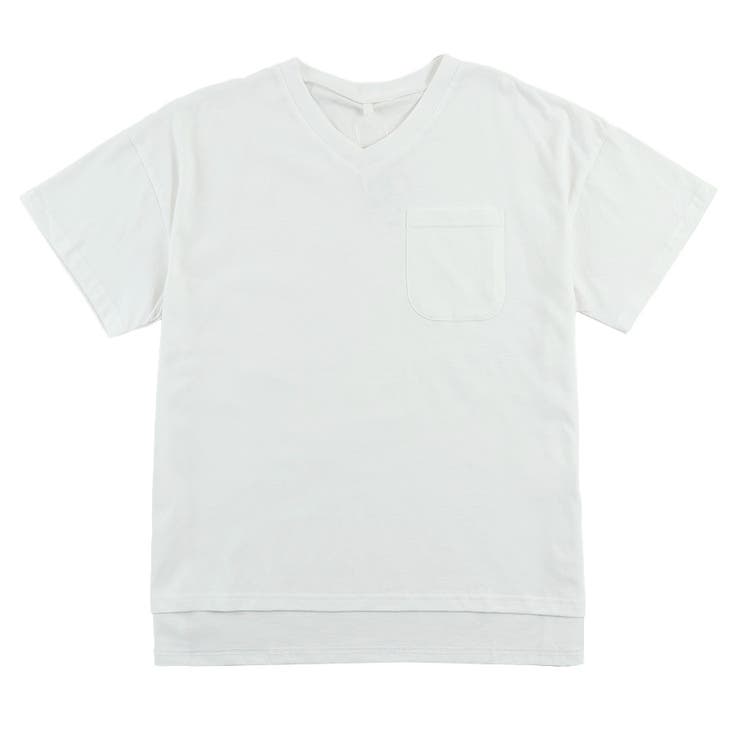 ホワイト | ポケット付き Vネック Tシャツ | ＆soiree