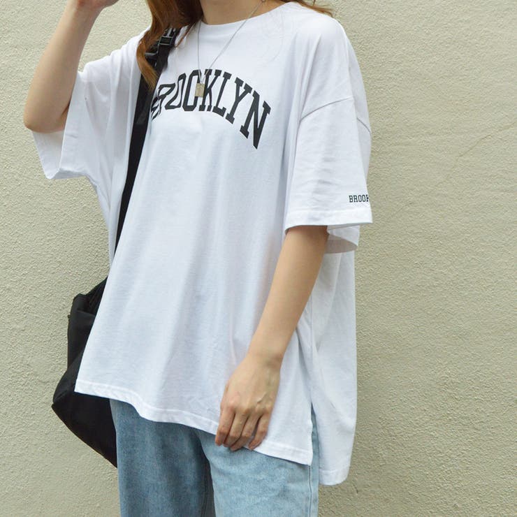 アッシュブルー】カレッジプリントTシャツ プリント プリントTシャツ