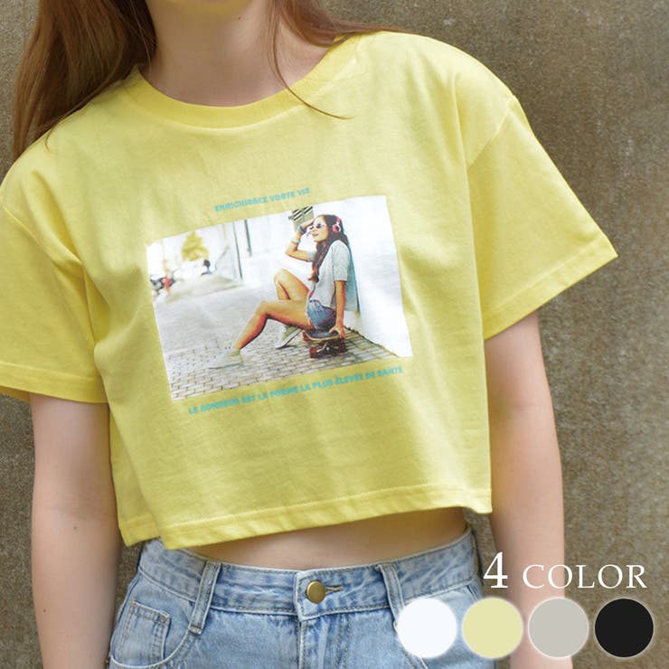 ショート丈Tシャツ(ガールフォト) プリントTシャツ 半袖 | ＆soiree | 詳細画像1 