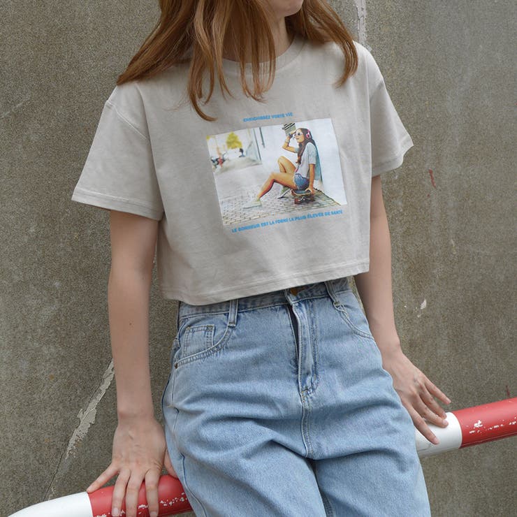 ショート丈Tシャツ(ガールフォト) プリントTシャツ 半袖 | ＆soiree | 詳細画像15 