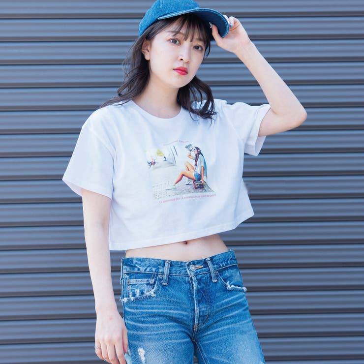 ショート丈Tシャツ(ガールフォト) プリントTシャツ 半袖 | ＆soiree | 詳細画像2 