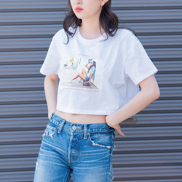 ショート丈Tシャツ(ガールフォト) プリントTシャツ 半袖 | ＆soiree | 詳細画像3 