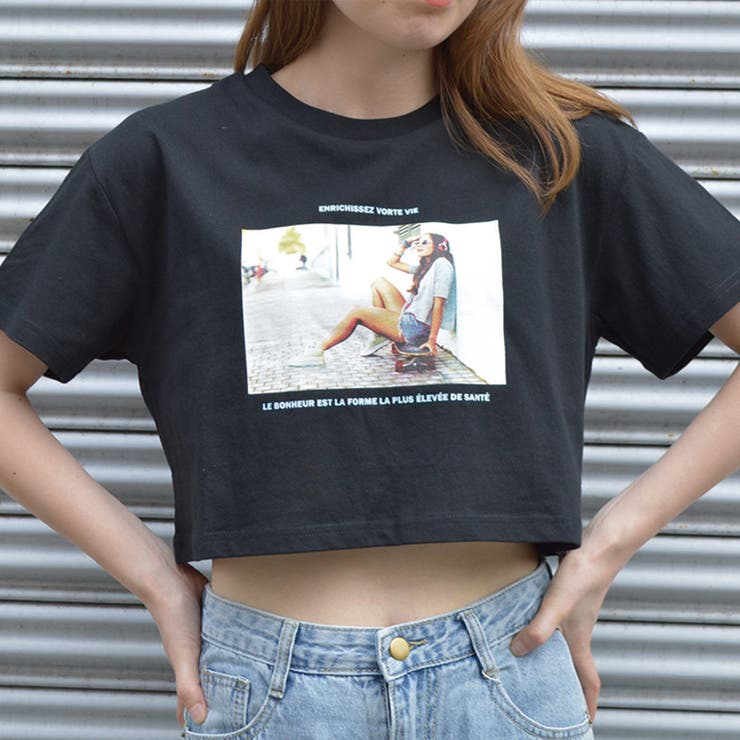 ショート丈Tシャツ(ガールフォト) プリントTシャツ 半袖 | ＆soiree | 詳細画像4 