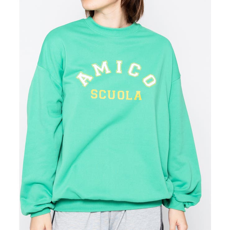 グリーン | AMICOプリントビッグスウェットトレーナー 春 オーバーサイズ | ＆soiree