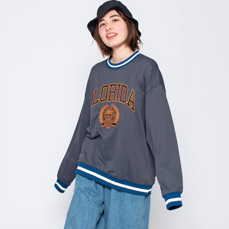 スミクロ | サテン刺繍ビッグスウェットトレーナー 春 オーバーサイズ | ＆soiree