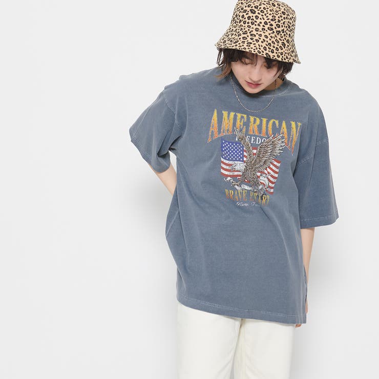 ネイビー | AMERICANプリント ピグメントＴシャツ | ＆soiree