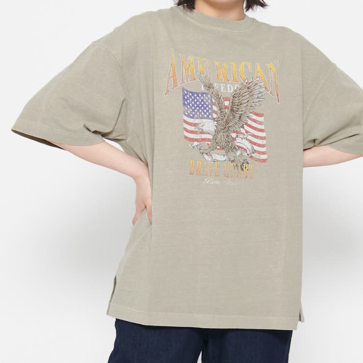 グレージュ | AMERICANプリント ピグメントＴシャツ | ＆soiree