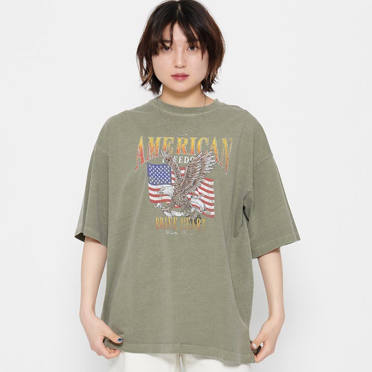 AMERICANプリント ピグメントＴシャツ[品番：RADM0000853]｜＆soiree