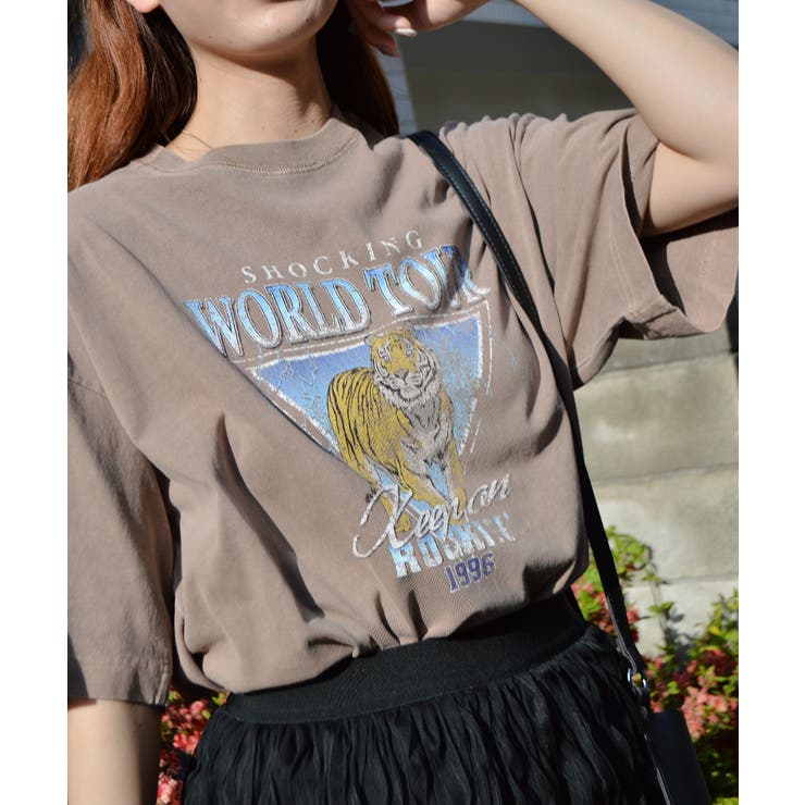 ブラウン | World Tourタイガープリント ピグメントＴシャツ | ＆soiree