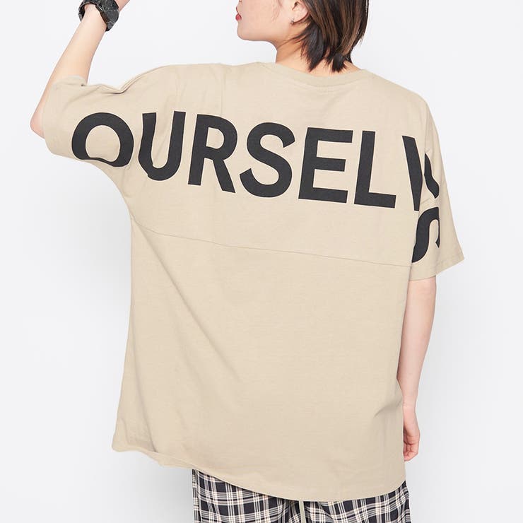 グレージュ | バックロゴドルマンTシャツ | ＆soiree