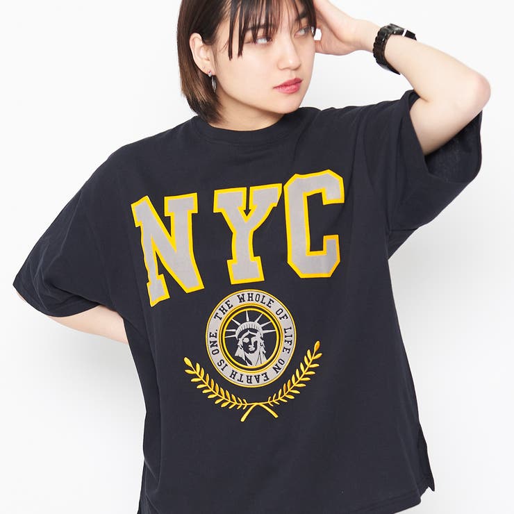 ビームス【ANERICANA】☓【MICA＆DEAL】カレッジロゴTシャツ ブラック