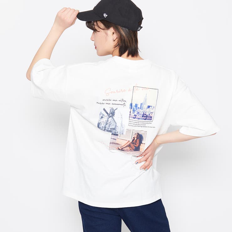ホワイト | ノスタルジックバックフォトプリントTシャツ | ＆soiree