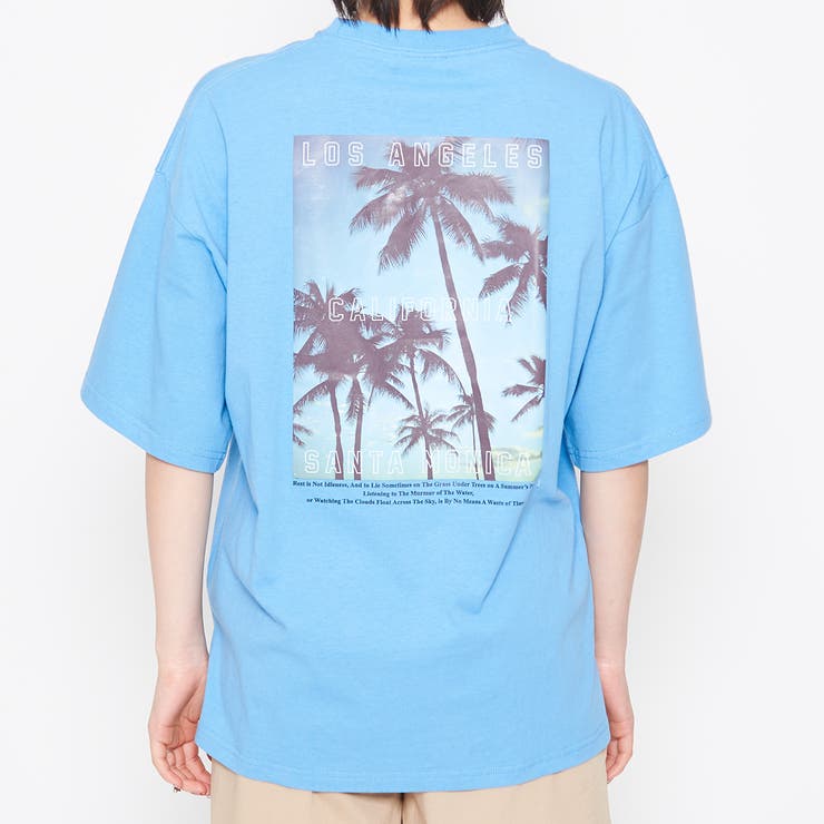 Ｓ／ブルー | CaliforniaバックフォトプリントＴシャツ | ＆soiree