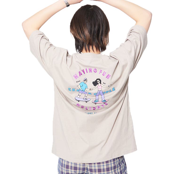 グレージュ | スケーター刺繍 プリントTシャツ | ＆soiree