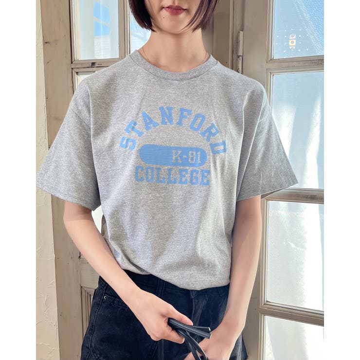 C-杢グレー】カレッジロゴアソートプリントTシャツ(半袖)[品番