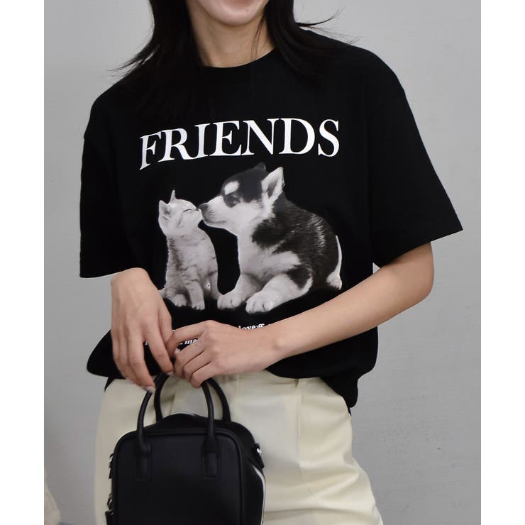 ブラック | FRIENDS シートプリントTシャツ | ＆soiree