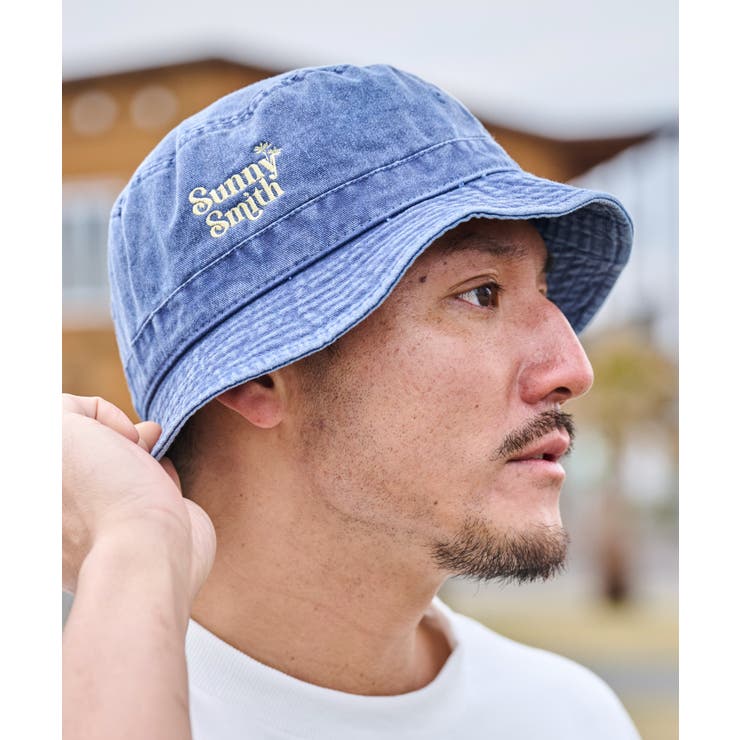 SUNNY SMITH ヤシの木ロゴ刺繍ピグメント バケットハット[品番 SUNNY SMITH ヤシの木ロゴ刺繍ピグメント バケットハット[品番