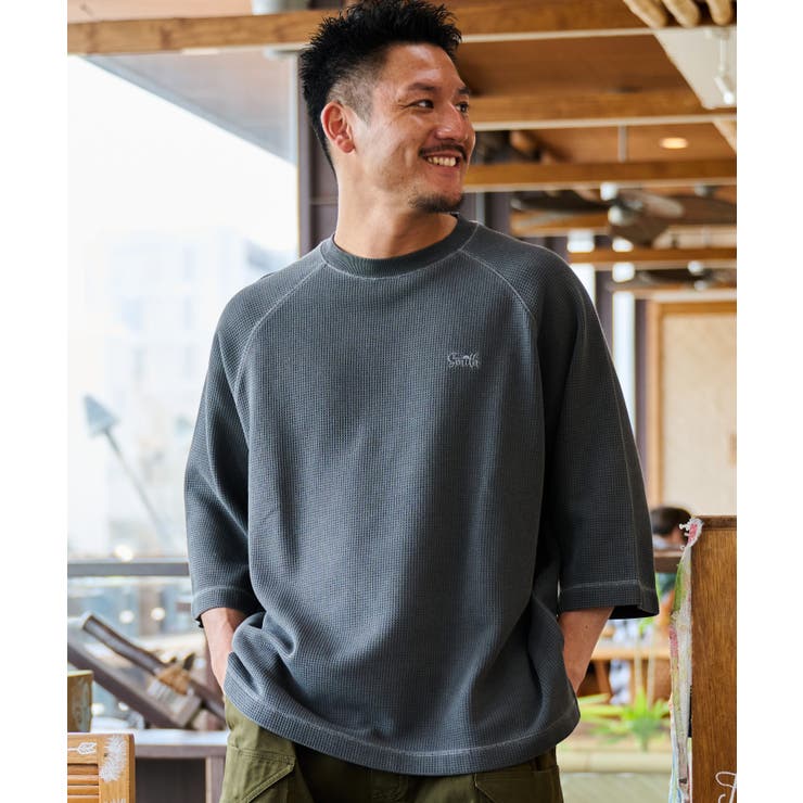 SUNNY SMITH ピグメントワッフル ラグランロゴ刺繍Ｔシャツ | MODISH GAZE | 詳細画像4 