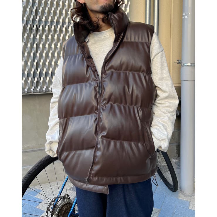 PUレザー中綿ベスト[品番：RADM0005643]｜MODISH GAZE（モディッシュ