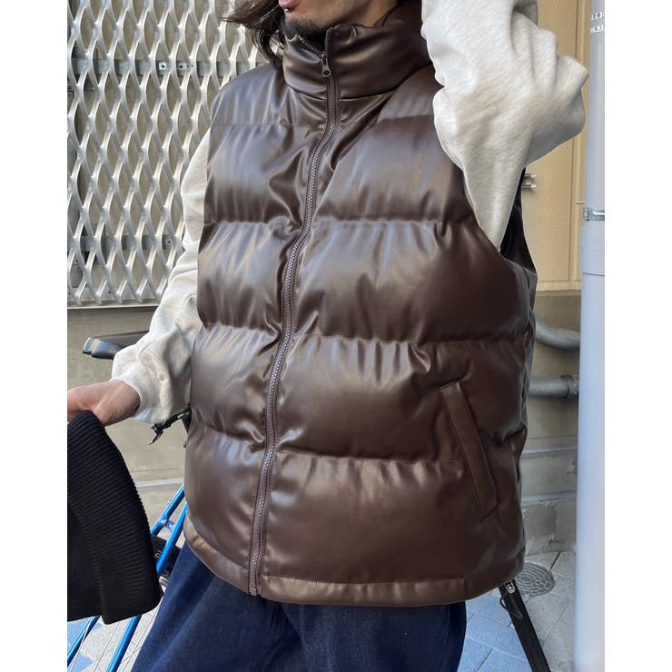 PUレザー中綿ベスト | MODISH GAZE | 詳細画像17 