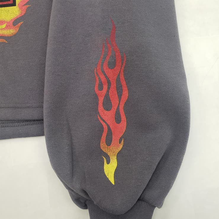 ファイヤーロゴプリント裏起毛ショートトレーナー スウェット ショート丈トップス | ＆soiree | 詳細画像13 