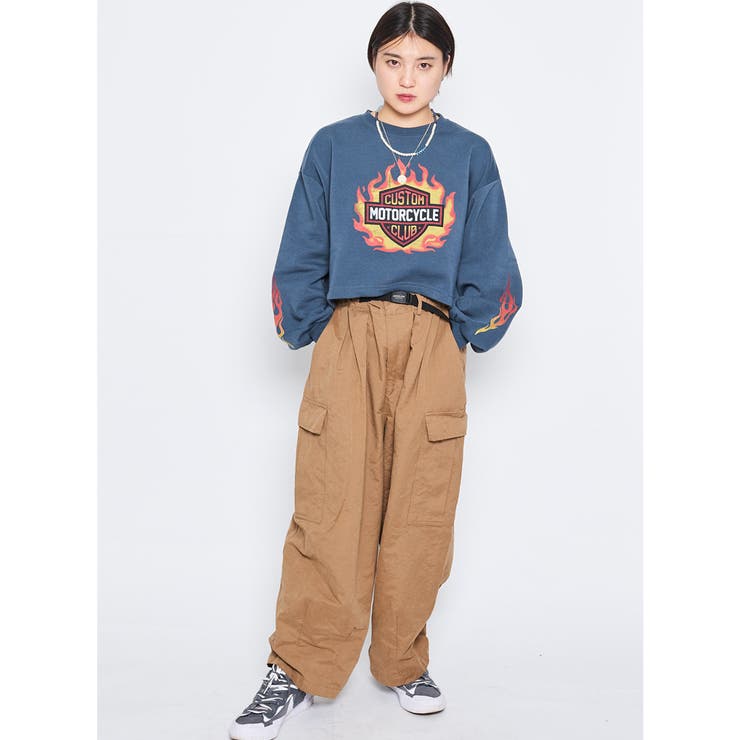 ファイヤーロゴプリント裏起毛ショートトレーナー スウェット ショート丈トップス | ＆soiree | 詳細画像4 