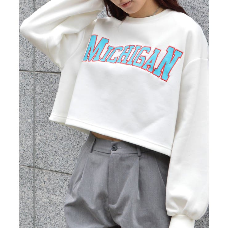 カレッジロゴショート丈裏起毛トレーナー | ＆soiree | 詳細画像16 