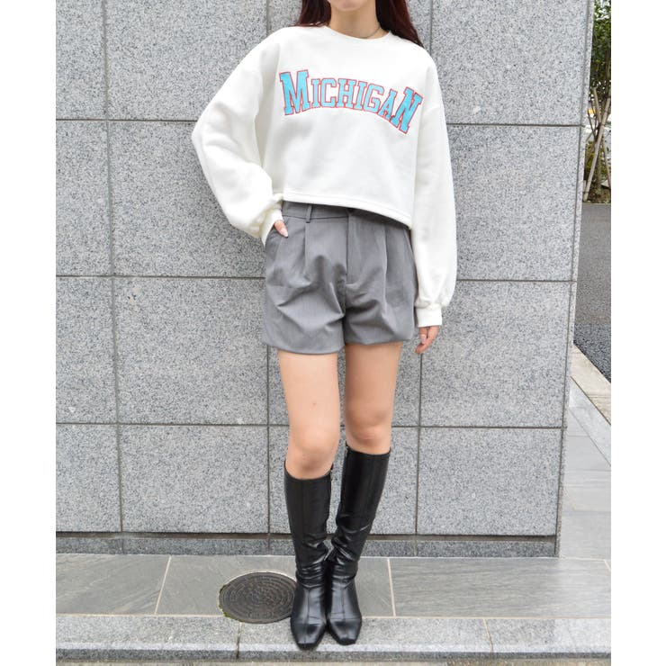 カレッジロゴショート丈裏起毛トレーナー | ＆soiree | 詳細画像17 