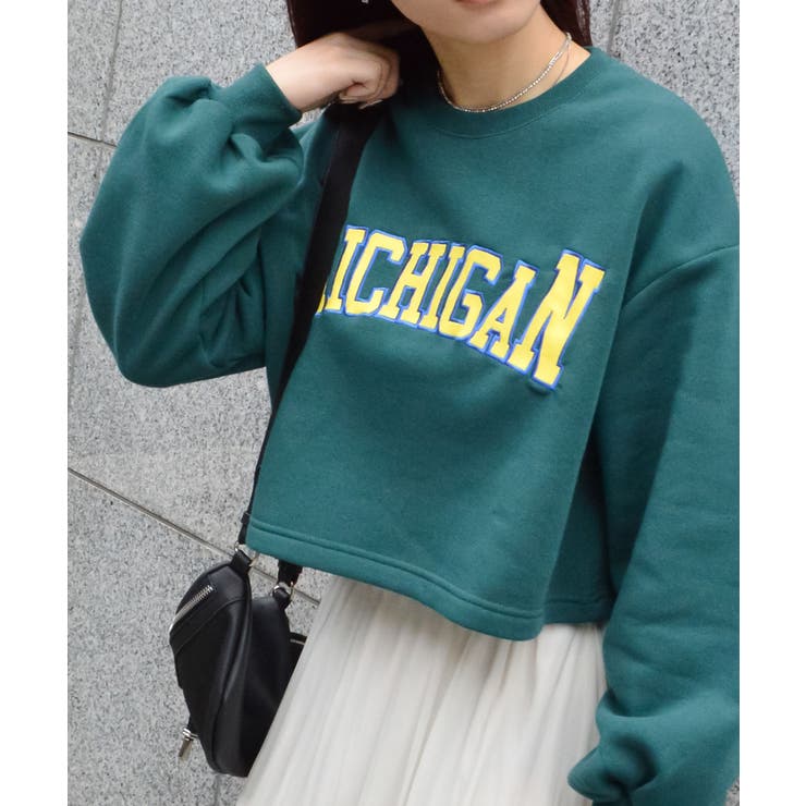 カレッジロゴショート丈裏起毛トレーナー | ＆soiree | 詳細画像2 