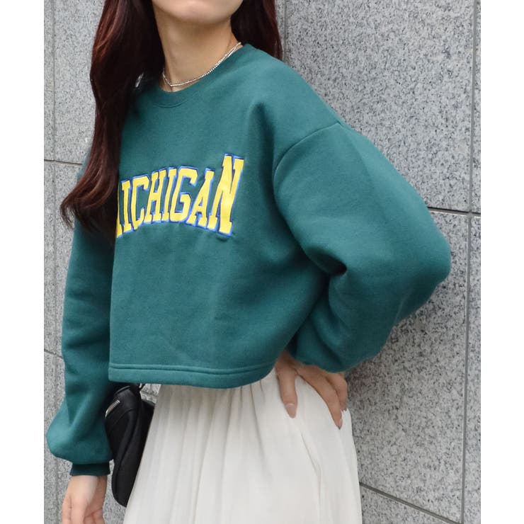 カレッジロゴショート丈裏起毛トレーナー | ＆soiree | 詳細画像4 