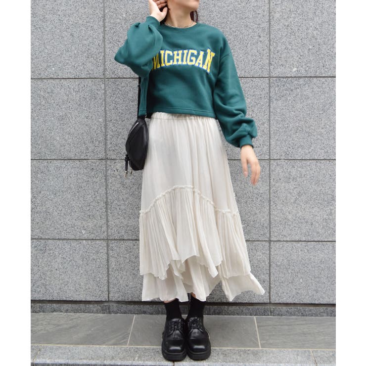 カレッジロゴショート丈裏起毛トレーナー | ＆soiree | 詳細画像5 