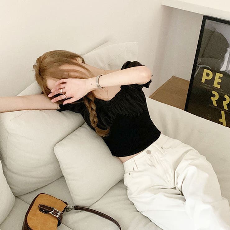 韓国ファッションギャザーパフスリーブクロップドトップス夏服セクシー | ＆soiree | 詳細画像12 